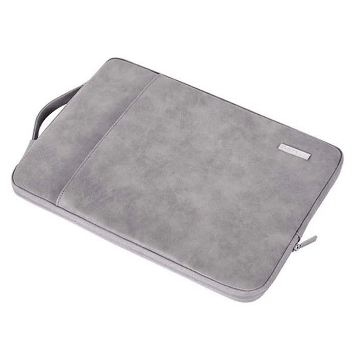 CANVASARTISAN L11-89 Anti-scratch PU Leather 14 inch Laptop Sleeve Case Large Portable Notebook Computer Handbag - Grey - 3