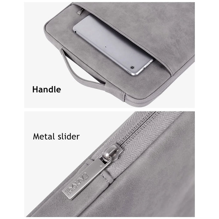 CANVASARTISAN L11-89 Anti-scratch PU Leather 14 inch Laptop Sleeve Case Large Portable Notebook Computer Handbag - Grey - 6