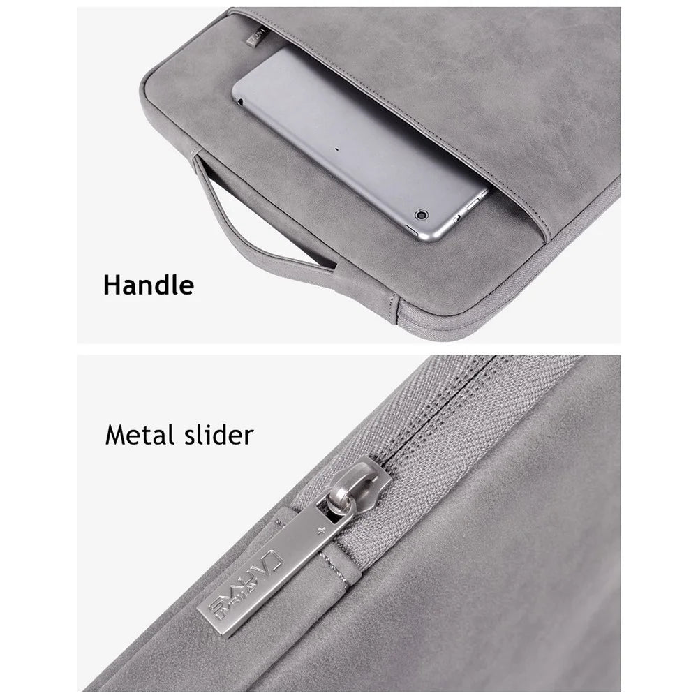 CANVASARTISAN L11-89 12 inch Laptop Sleeve Bag PU Leather Notebook Sleeve Anti-dust Computer Student Business Style Protection Case - Grey - 6