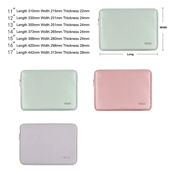 CANVASARTISAN L6-04 15 inch Laptop Carrying Bag Solid Color Fashionable PU Leather Notebook Computer Protection Sleeve - Green - 7