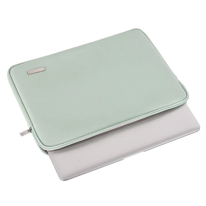 CANVASARTISAN L6-T0421 14 inch Laptop Sleeve Simple Style PU Leather Full Protection Notebook Computer Bag with Small Pouch for Students Teachers Business Men - Green - 2