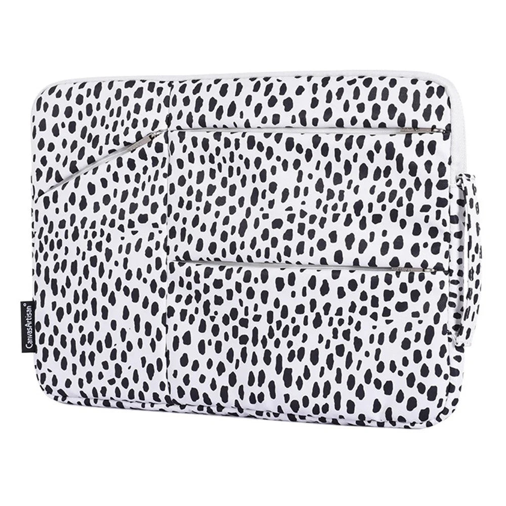 CANVASARTISAN H36-58 Cow Pattern Shockproof Sleeve Bag Anti-scratch Carry Case with 3 Outer Pouches for 12 inch Laptops - 1