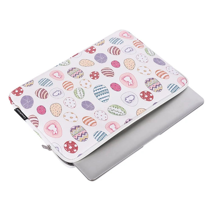 CANVASARTISAN G52-T0121 2 in 1 Laptop Bag 12 Inch Easter Bunny and Eggs Pattern Protective Case with Small Bag - 3