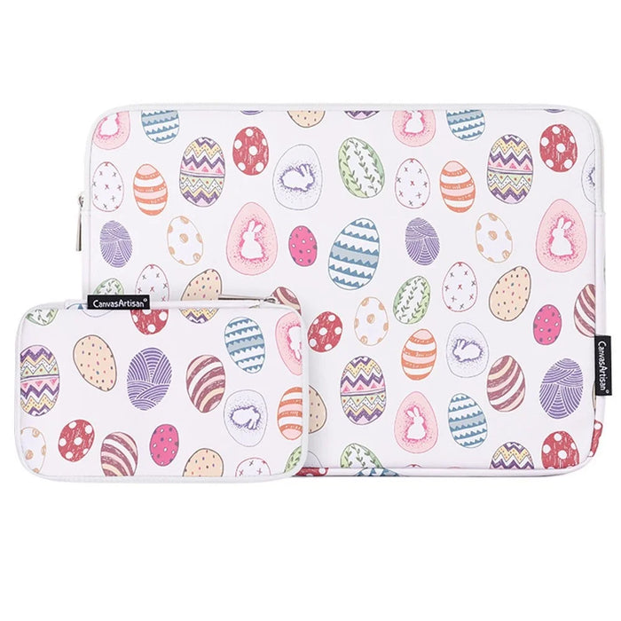 CANVASARTISAN G52-T0121 for 13-inch Notebook Easter Bunny and Eggs Pattern Portable Laptop Liner Bag with Small Bag Set - 1