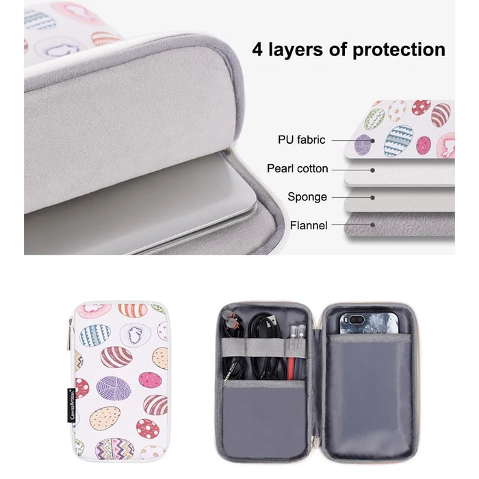 CANVASARTISAN G52-T0121 for 13-inch Notebook Easter Bunny and Eggs Pattern Portable Laptop Liner Bag with Small Bag Set - 6
