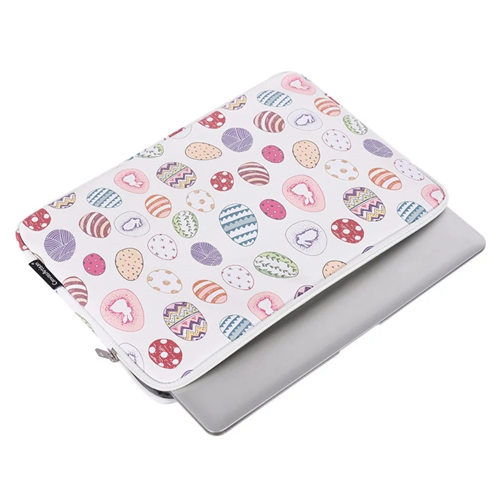 CANVASARTISAN G52-01 for 13-inch Notebook Sleeve Easter Bunny and Eggs Pattern Laptop Bag Zipper Case - 4