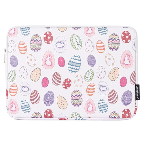 CANVASARTISAN G52-01 12-inch Notebook Zipper Bag Easter Bunny and Eggs Pattern Waterproof PU Laptop Sleeve - 1