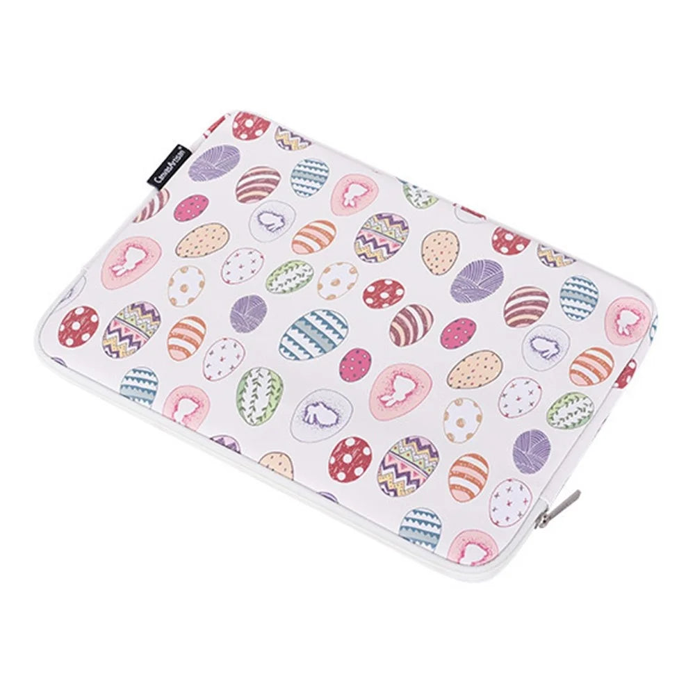 CANVASARTISAN G52-T0111 2Pcs/Set Easter Bunny and Eggs Pattern Carrying Bag 15-inch Laptop Sleeve PU Protective Case + Small Bag - 5