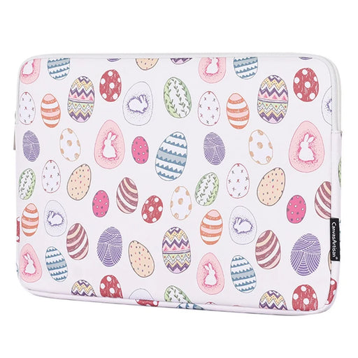 CANVASARTISAN G52-T0111 2Pcs/Set 12-inch Shockproof Liner Notebook Zipper Bag with Small Bag Easter Bunny and Eggs Pattern PU Laptop Sleeve - 2