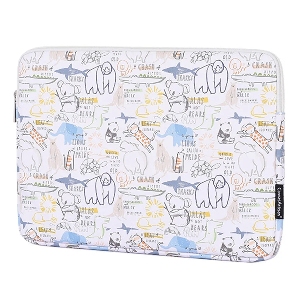 CANVASARTISAN G50-T0111 Cartoon Animal Pattern 14-inch Laptop Sleeve Portable PU Carrying Bag + Small Bag Set - 7