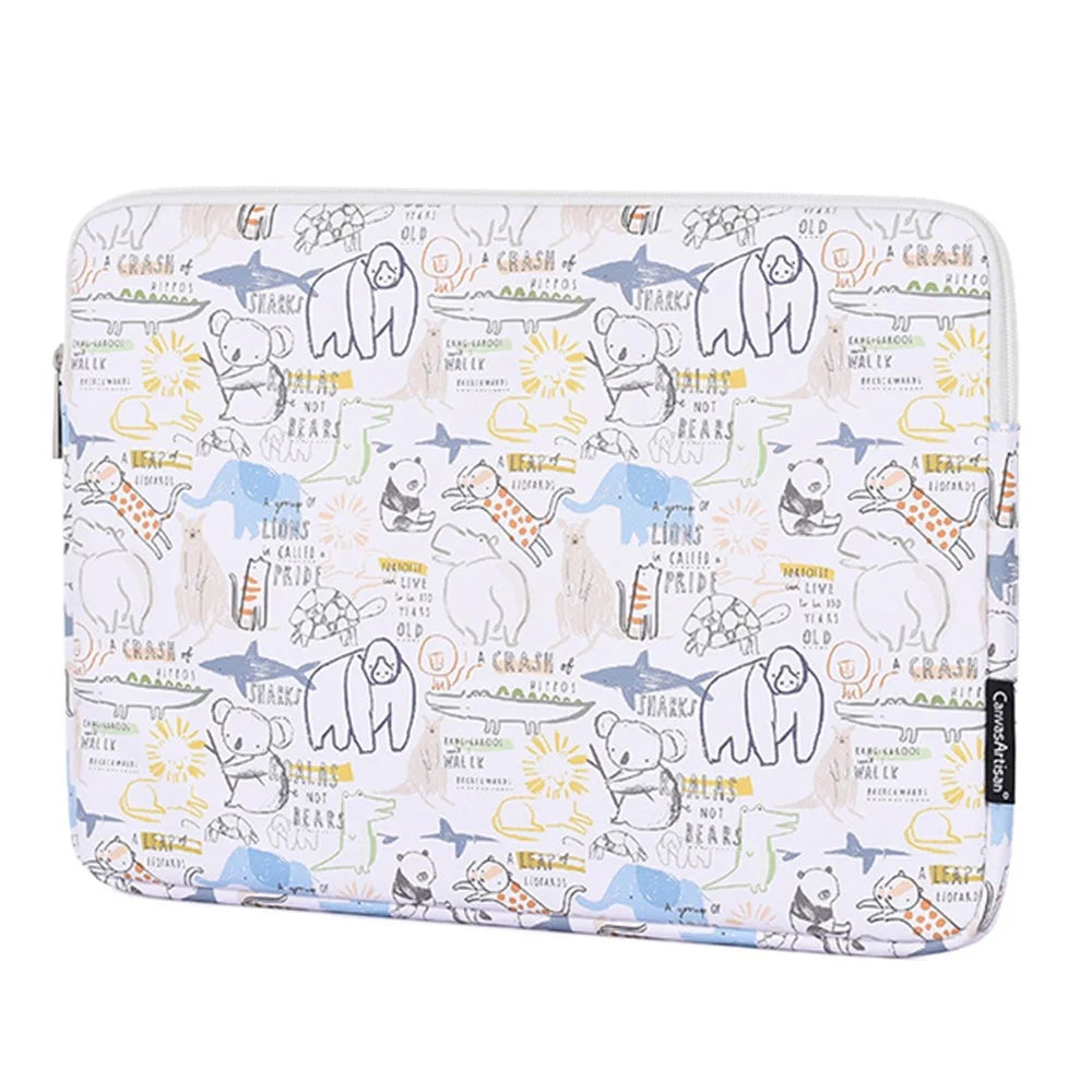 CANVASARTISAN G50-T0111 15-inch Laptop Sleeve PU Protective Case Cartoon Animal Pattern Carrying Bag + Small Bag Set - 5