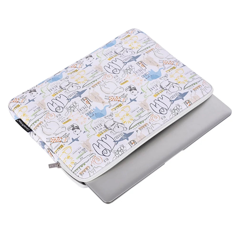 CANVASARTISAN G50-T0111 15-inch Laptop Sleeve PU Protective Case Cartoon Animal Pattern Carrying Bag + Small Bag Set - 6