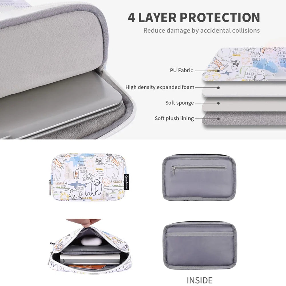 CANVASARTISAN G50-T0111 for 13-inch Laptop Cartoon Animal Pattern Notebook Sleeve Shockproof PU Carrying Bag + Small Bag Set - 3