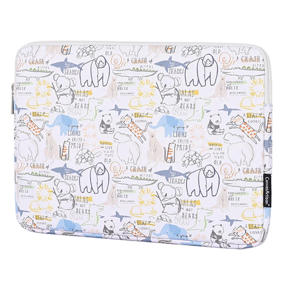 CANVASARTISAN G50-T0111 for 13-inch Laptop Cartoon Animal Pattern Notebook Sleeve Shockproof PU Carrying Bag + Small Bag Set - 5