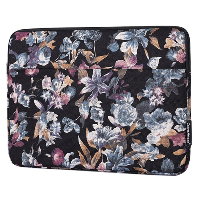 CANVASARTISAN H2-11 15-inch Laptop Sleeve, Watercolor Flower Pattern Linen Carrying Pouch - 5