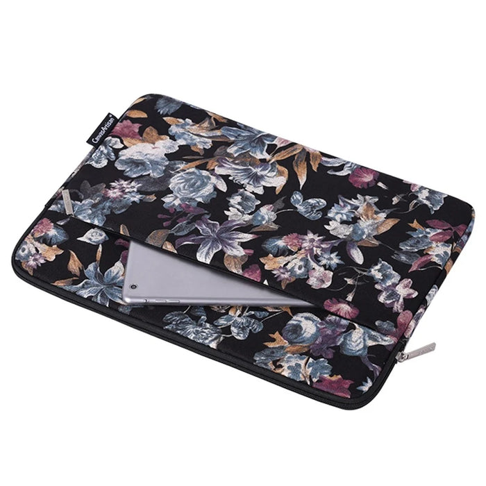 CANVASARTISAN H2-11 14-inch Watercolor Flower Pattern Linen Carrying Pouch Protective Laptop Sleeve - 4