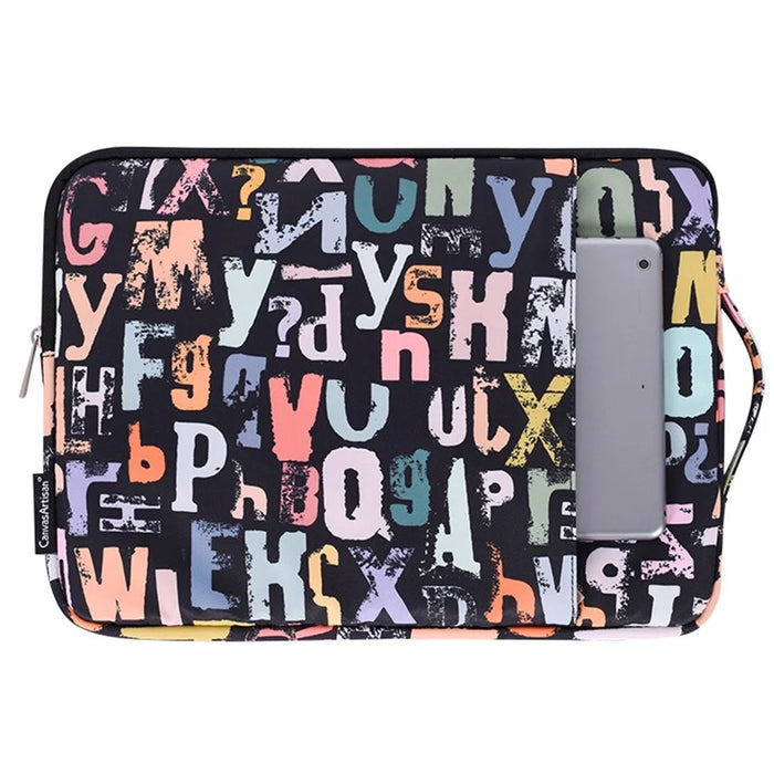 CANVASARTISAN H18-89 Watercolor Letter Pattern Notebook Handbag for 13-inch Laptop Bag Zipper Case - 1