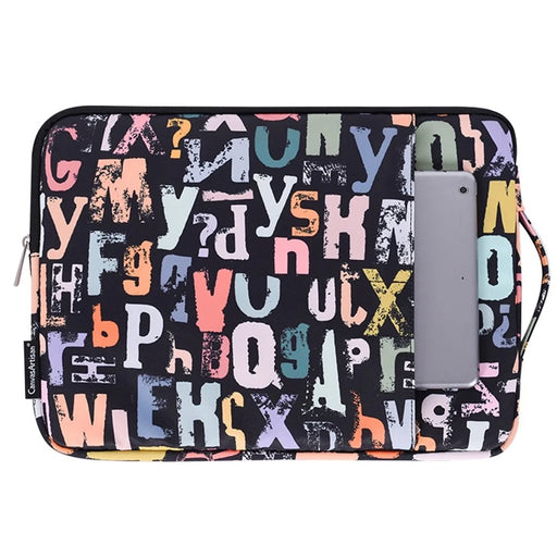 CANVASARTISAN H18-89 Soft Lining 12-inch Notebook Watercolor Letter Pattern Zipper Bag Laptop Handbag - 1