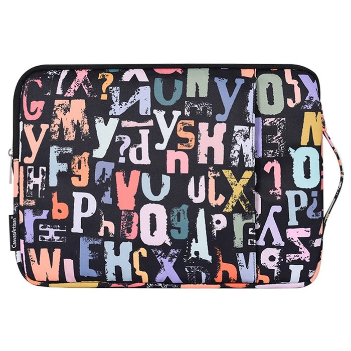 CANVASARTISAN H18-89 Soft Lining 12-inch Notebook Watercolor Letter Pattern Zipper Bag Laptop Handbag - 2