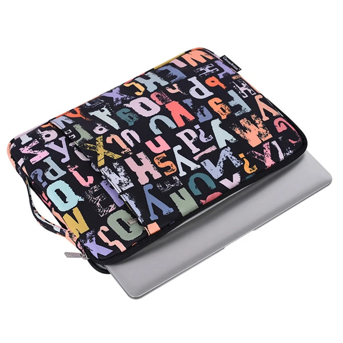 CANVASARTISAN H18-89 Soft Lining 12-inch Notebook Watercolor Letter Pattern Zipper Bag Laptop Handbag - 3