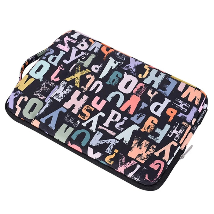 CANVASARTISAN H18-89 Soft Lining 12-inch Notebook Watercolor Letter Pattern Zipper Bag Laptop Handbag - 5