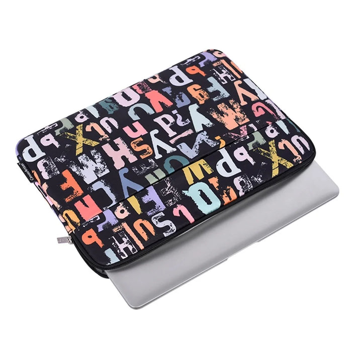 CANVASARTISAN H18-11 Notebook Sleeve for 13-inch Laptop, Watercolor Letter Pattern Bag Zipper Case - 3