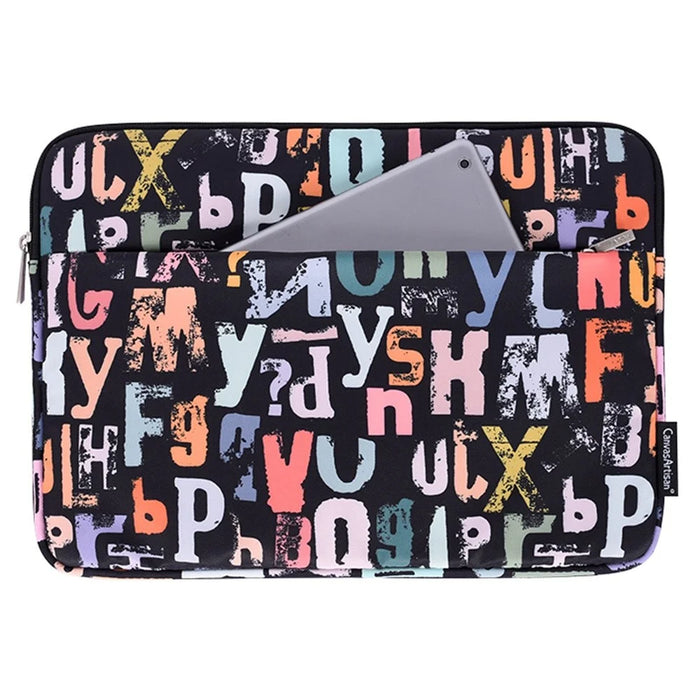 CANVASARTISAN H18-11 14-inch Lightweight Laptop Bag Watercolor Letter Pattern Protective Sleeve - 1