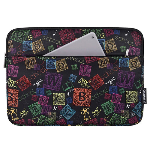 CANVASARTISAN H17-11 Zipper Notebook Bag, 12-inch Soft Lining Colorful Letter Pattern Laptop Storage Pouch - 1
