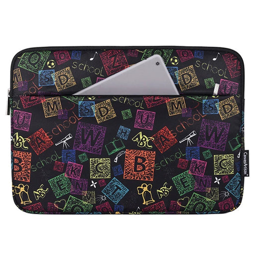 CANVASARTISAN H17-11 Zipper Notebook Bag, 12-inch Soft Lining Colorful Letter Pattern Laptop Storage Pouch - 1