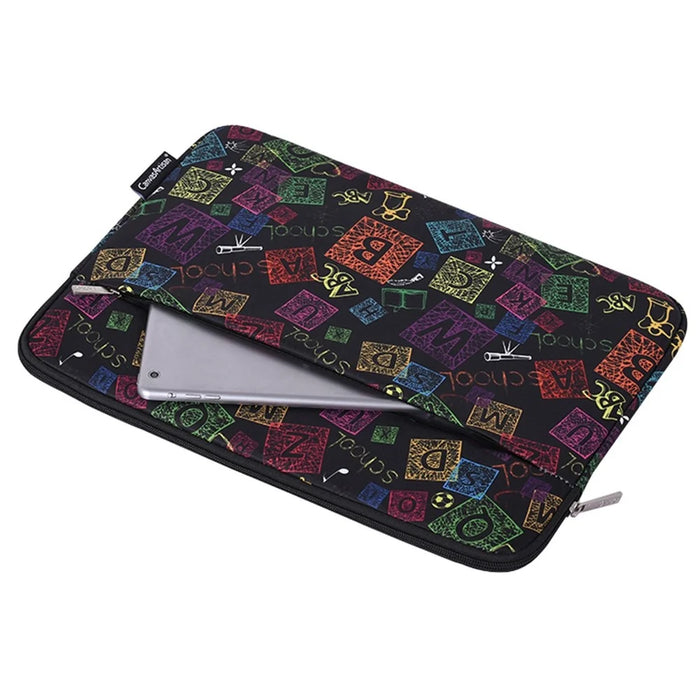 CANVASARTISAN H17-11 Zipper Notebook Bag, 12-inch Soft Lining Colorful Letter Pattern Laptop Storage Pouch - 5