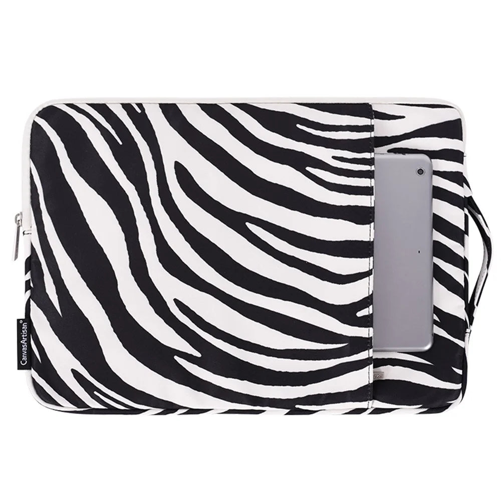 CANVASARTISAN H33-89 14 inch Laptop Hand Bag for MacBook Pro Zebra Pattern Notebook Computer Pouch Soft Lining Sleeve Case - 1