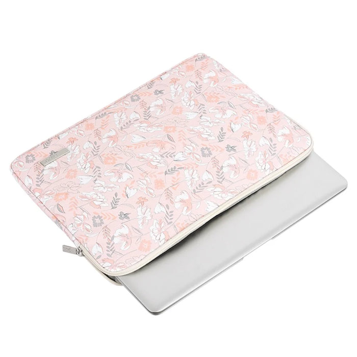 CANVASARTISAN G4-T0111 Flower Printed 14-inch Notebook Sleeve PU Leather Laptop Carrying Case with Small Bag - 3