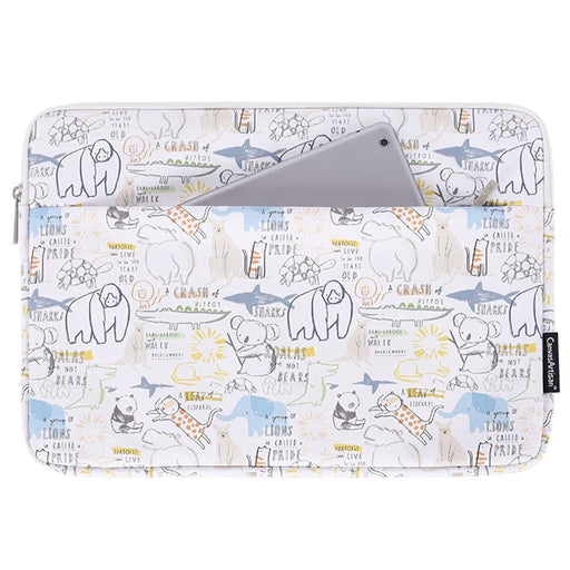 CANVASARTISAN G50-11 15-inch Laptop Protective Sleeve Cartoon Animal Printed PU Leather Notebook Carrying Case with Small Pouch - 1