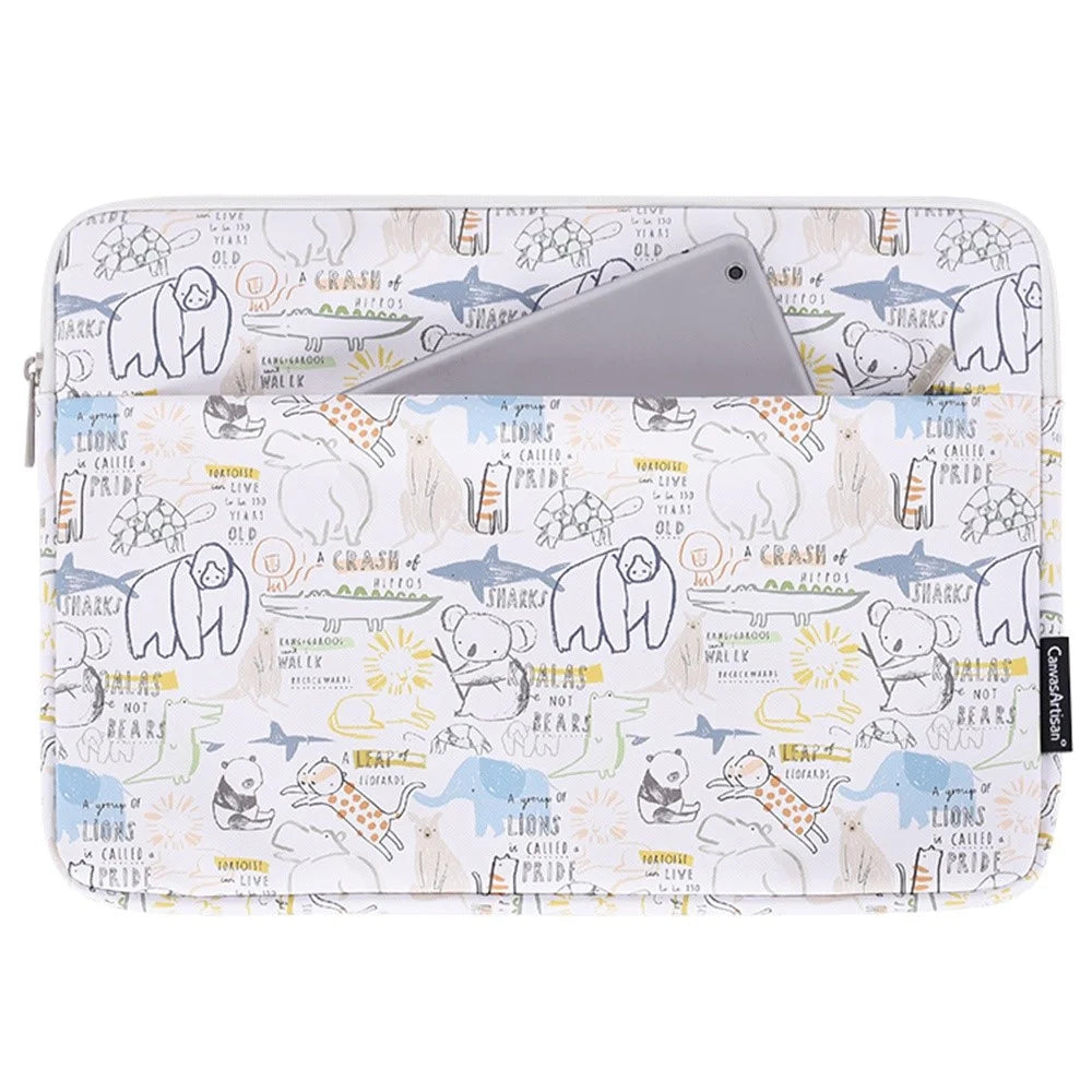 CANVASARTISAN G50-11 13-inch Laptop Bag Cartoon Animal Pattern PU Leather Notebook Sleeve Case - 1
