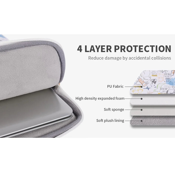 CANVASARTISAN G50-11 13-inch Laptop Bag Cartoon Animal Pattern PU Leather Notebook Sleeve Case - 6