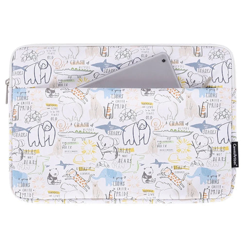 CANVASARTISAN G50-11 14-inch Cartoon Animal Printed Notebook Sleeve PU Leather Laptop Carrying Bag - 1