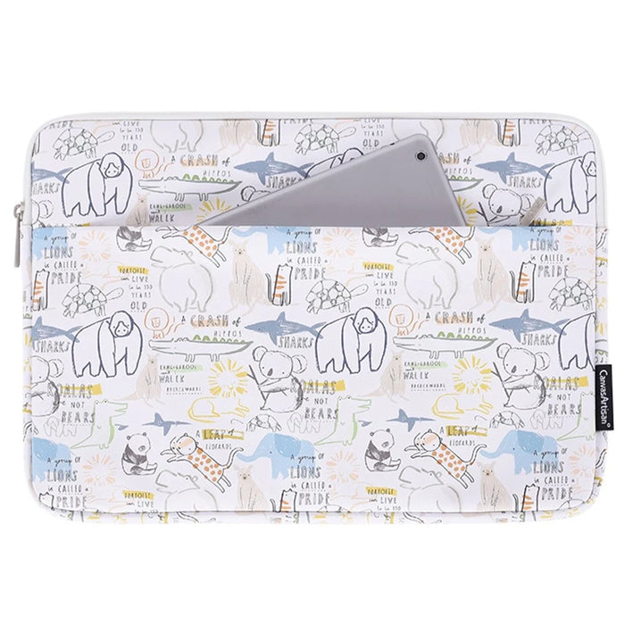 CANVASARTISAN G50-11 14-inch Cartoon Animal Printed Notebook Sleeve PU Leather Laptop Carrying Bag - 1