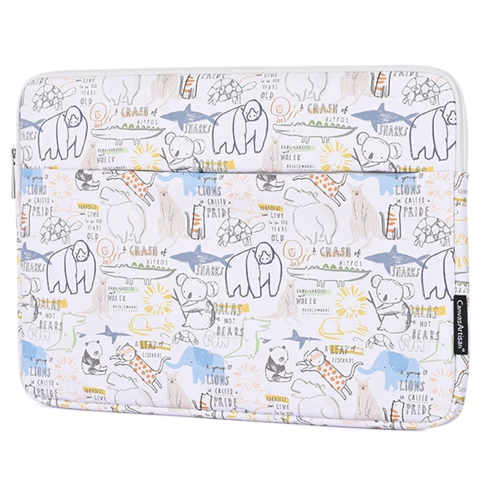 CANVASARTISAN G50-11 14-inch Cartoon Animal Printed Notebook Sleeve PU Leather Laptop Carrying Bag - 3