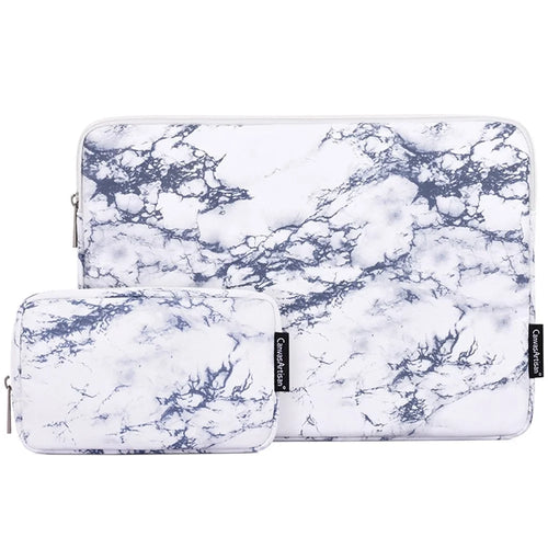 CANVASARTISAN H32-T0111 Marble Pattern Portable Slim Case for 15 inch Laptops Anti-Scratch Sleeve Bag Waterproof Notebook Carry Case with Small Bag - White - 1