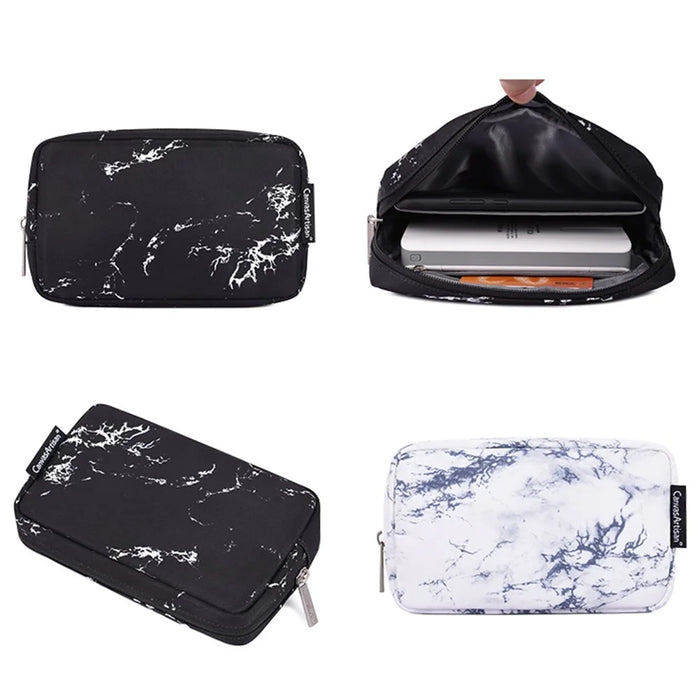 CANVASARTISAN H32-T0111 Marble Pattern Portable Sleeve Bag for 12 inch Laptops Anti-Scratch Carry Case Notebook Waterproof Slim Case with Small Bag - Black - 6