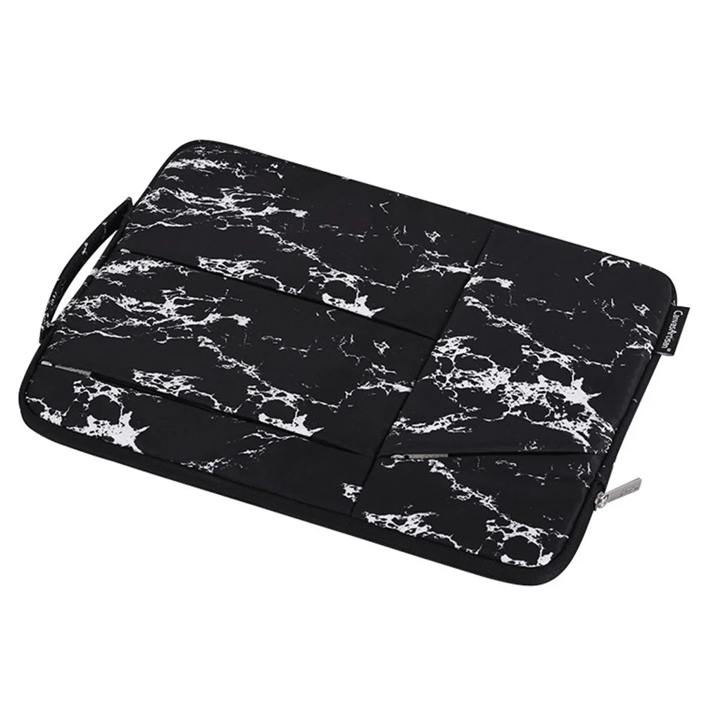CANVASARTISAN H32-58 Anti-Scratch Marble Pattern Slim Case for 13 inch Laptops Portable Sleeve Bag with 3-Pouches/Handle Strap Notebook Waterproof Carry Case - Yellow/Black - 4