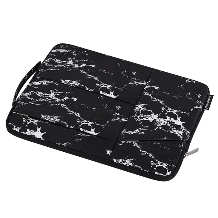 CANVASARTISAN H32-58 Marble Pattern Portable Slim Case for 12 inch Laptops Anti-Scratch Carry Case with 3-Pouches/Handle Strap Notebook Waterproof Sleeve Bag - Yellow/Black - 4