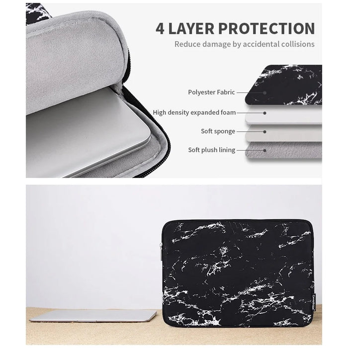 CANVASARTISAN H32-01 Marble Pattern Sleeve Bag for 13 inch Laptops Anti-Scratch Carry Case Shockproof Notebook Portable Storage Bag - White - 6