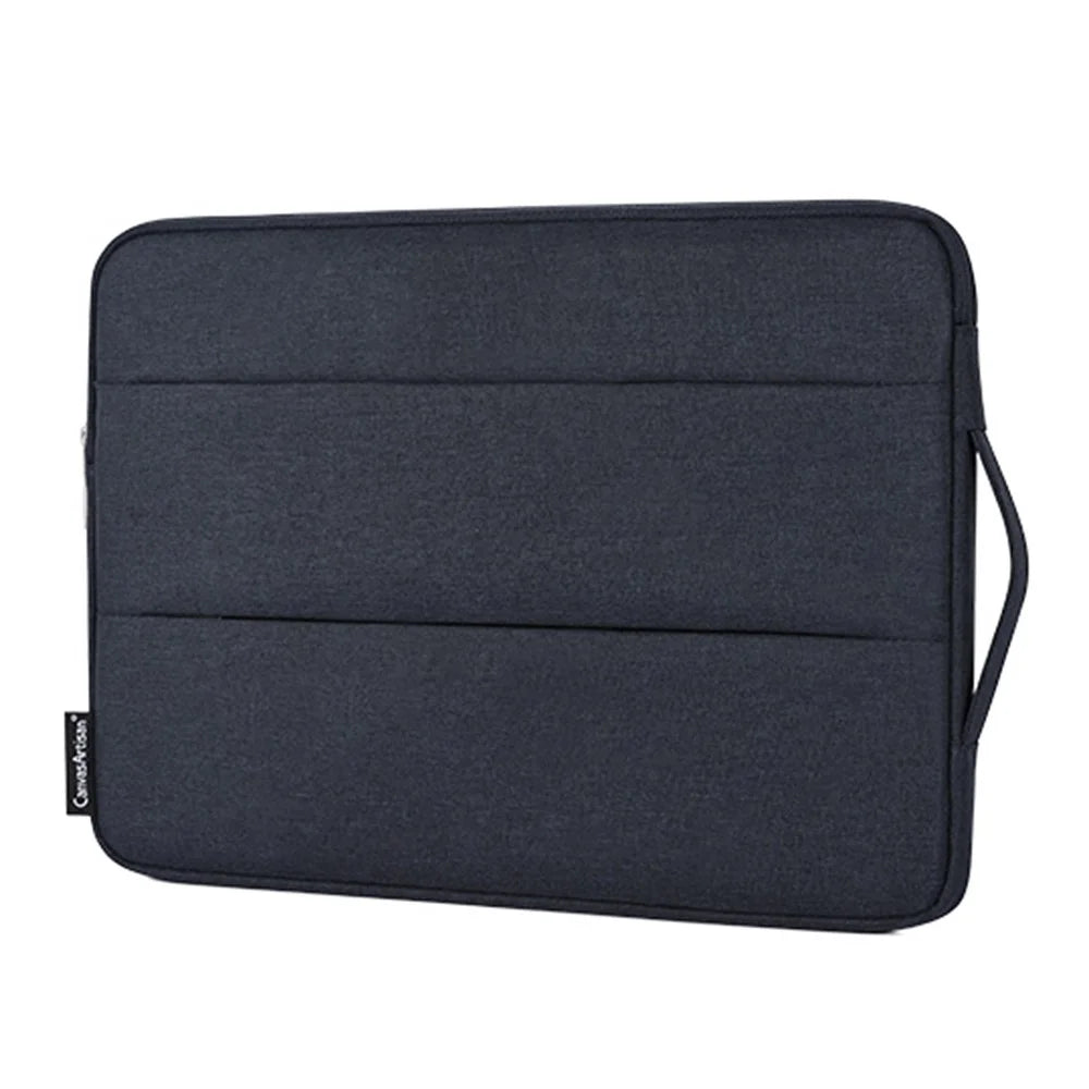 CANVASARTISAN L25-88 Anti-Scratch Slim Case for 14 inch Laptops Portable Carry Case with Dual Pouch/Handle Strap Notebook Shockproof Sleeve Bag - Navy Blue - 5