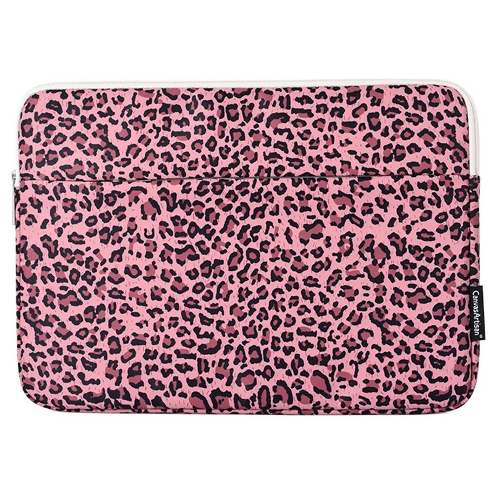 CANVASARTISAN H31-11 Portable Sleeve Bag for 14-inch Laptops Shockproof Carry Case Water Resistant Slim Bag with Leopard Printed - Pink - 2