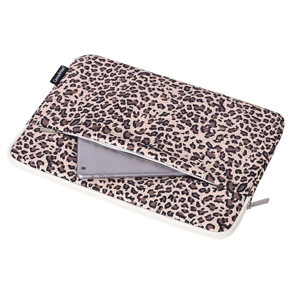 CANVASARTISAN H31-11 Portable Sleeve Bag for 14-inch Laptops Shockproof Carry Case Water Resistant Slim Bag with Leopard Printed - Pink - 4