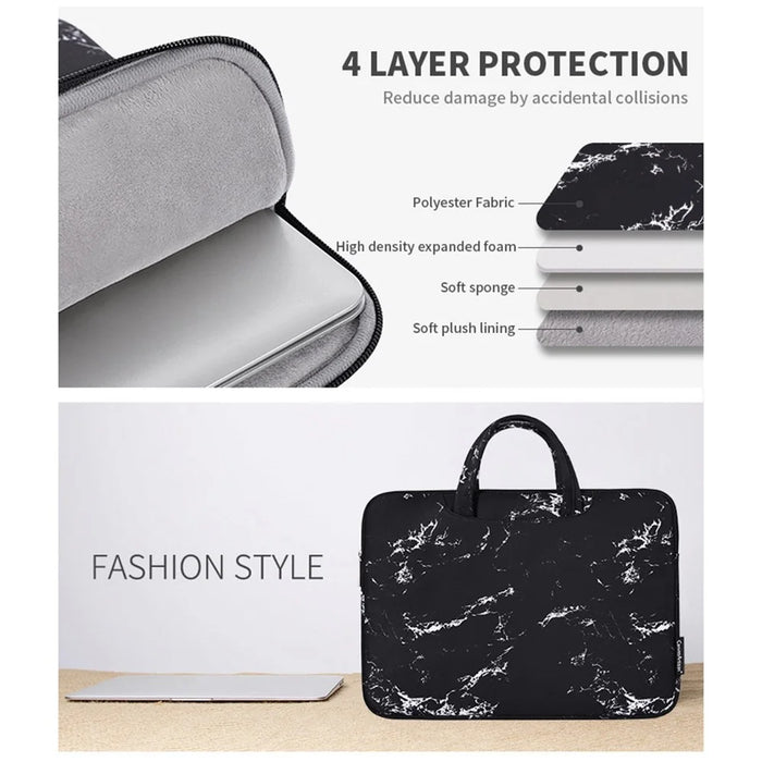 CANVASARTISAN H32-B01 Marble Pattern 15-inch Zipper Laptop Bag Computer Notebook Carrying Pouch Handbag - Black - 4