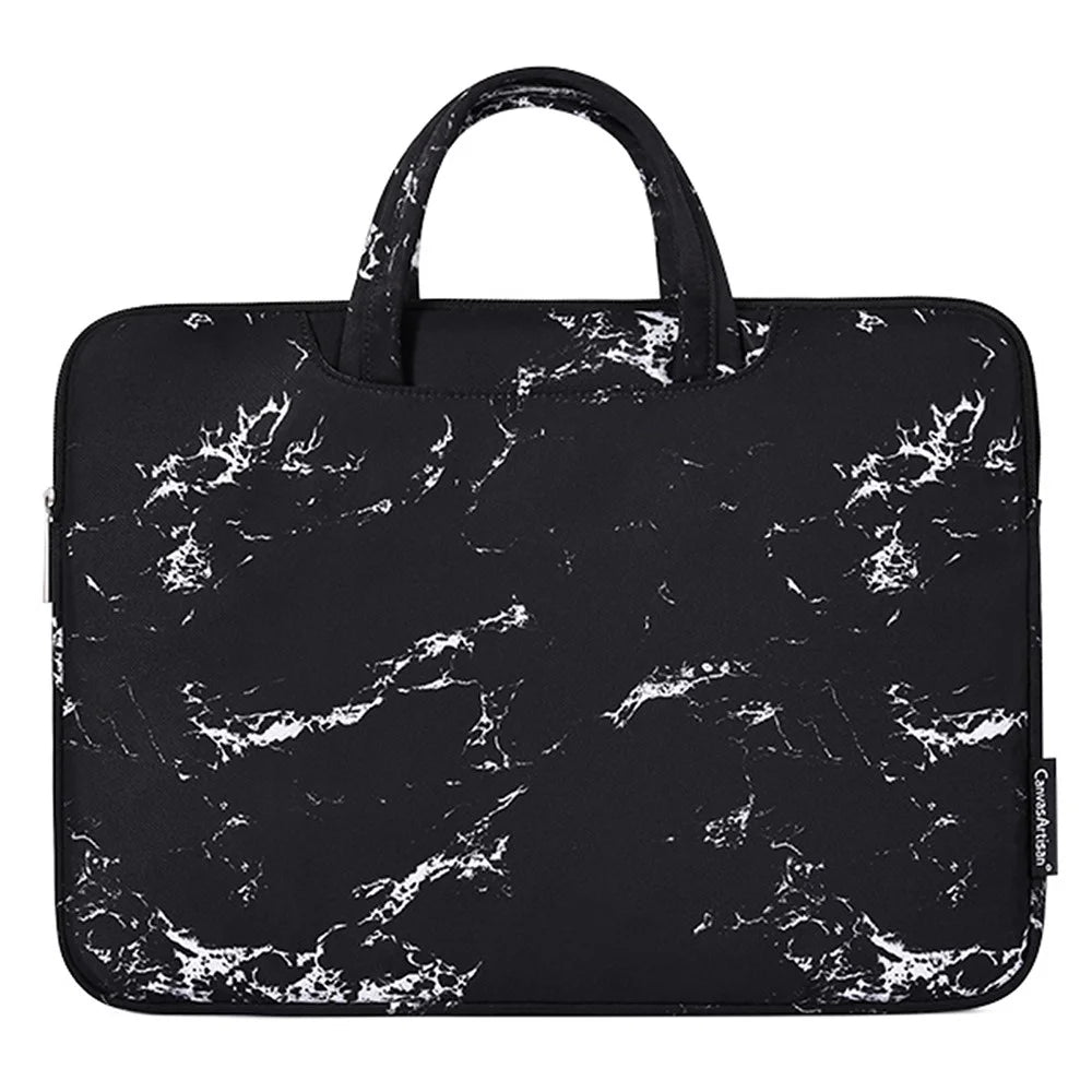 CANVASARTISAN H32-B01 Marble Pattern 13-inch Laptop Carrying Bag Marble Pattern Notebook Handbag - Black - 1