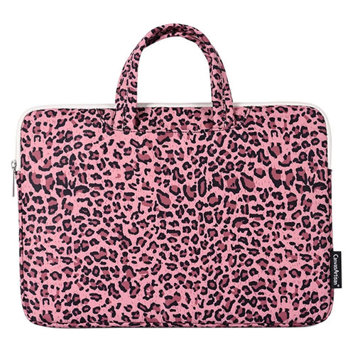 CANVASARTISAN H31-B01 13" Leopard Printing Pattern Laptop Sleeve Zipper Closure Sturdy Handle Notebook Computer Cover Bag - Pink - 1