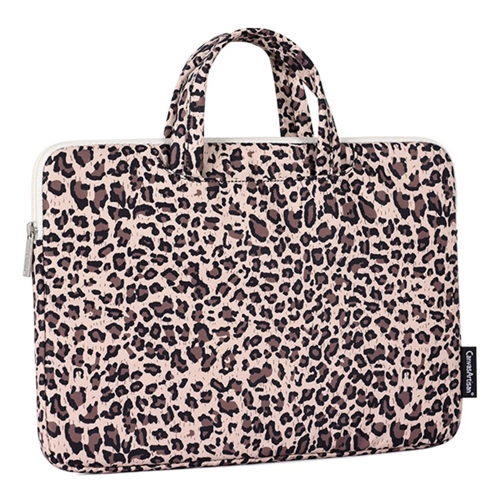 CANVASARTISAN H31-B01 13" Leopard Printing Pattern Laptop Sleeve Zipper Closure Sturdy Handle Notebook Computer Cover Bag - Pink - 2